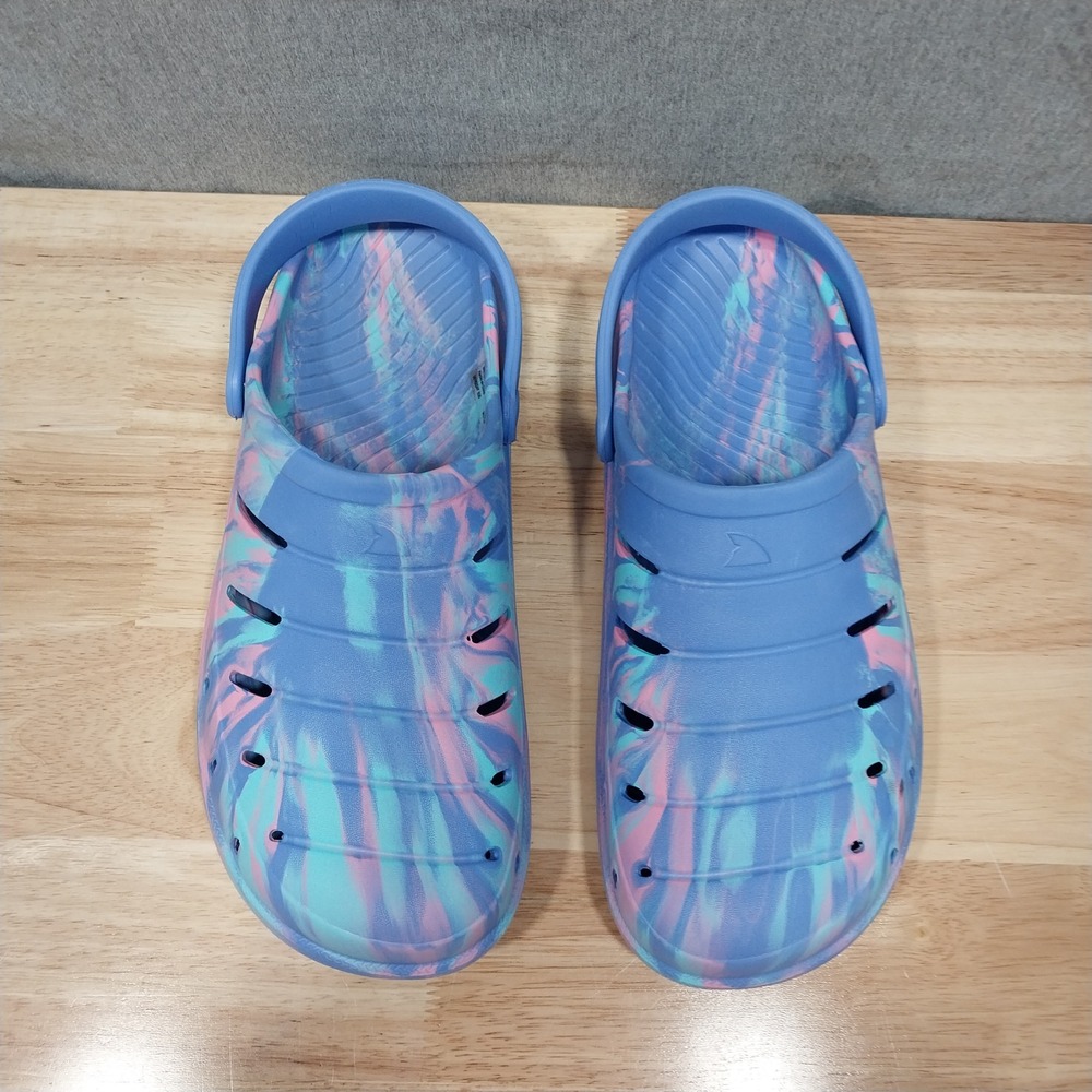 Rugged Shark Womens Clogs Purple Blue Marble Swirl EVA Slip On 11